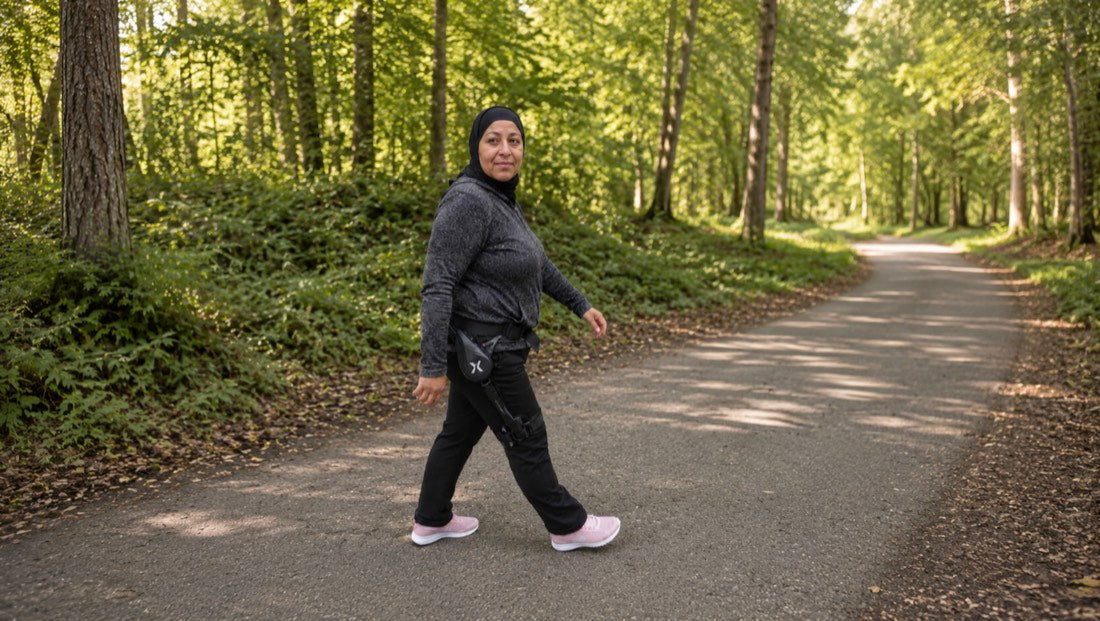 Marche sur chemin vallonné avec l’ExoBlue V-X1